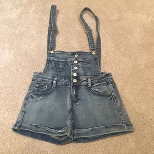 Overall Denim Shorts